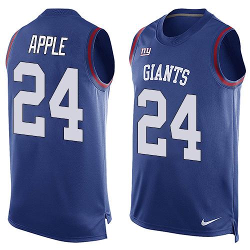 Nike Giants #24 Eli Apple Royal Blue Team Color Men's Stitched NFL Limited Tank Top Jersey - Click Image to Close